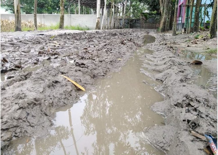 গঙ্গাচড়া-ঘোনটারী রাস্তার বেহাল দশা; চরম ভোগান্তিতে সহস্রাধিক পরিবার