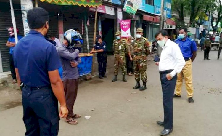 গঙ্গাচড়ায় বিধিনিষেধ অমান্য করায় ৭ জনের ৪ হাজার ৭’শ টাকা জরিমানা