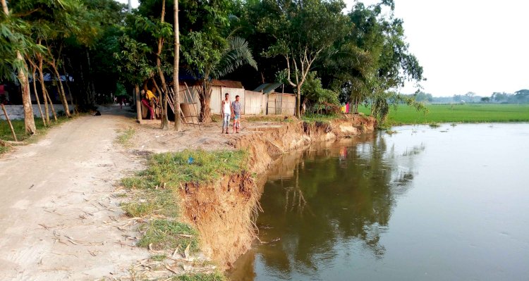 গঙ্গাচড়ায় ঘাঘট নদীতে ভাঙন বিলীন হচ্ছে বাড়িঘর